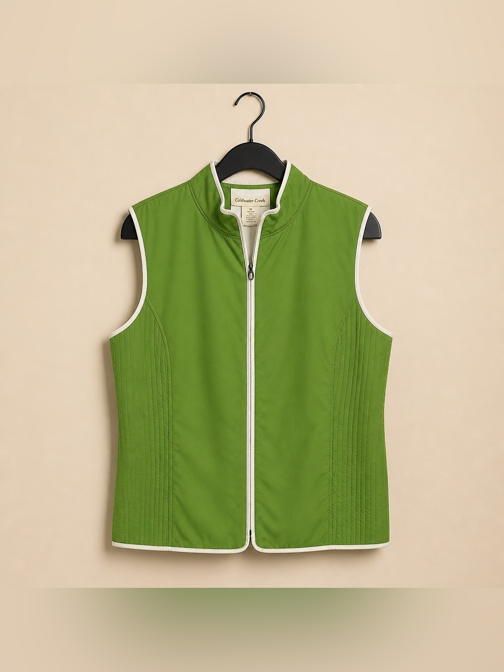Coldwater Creek XL bright lime green full-zip polyester quilted vest